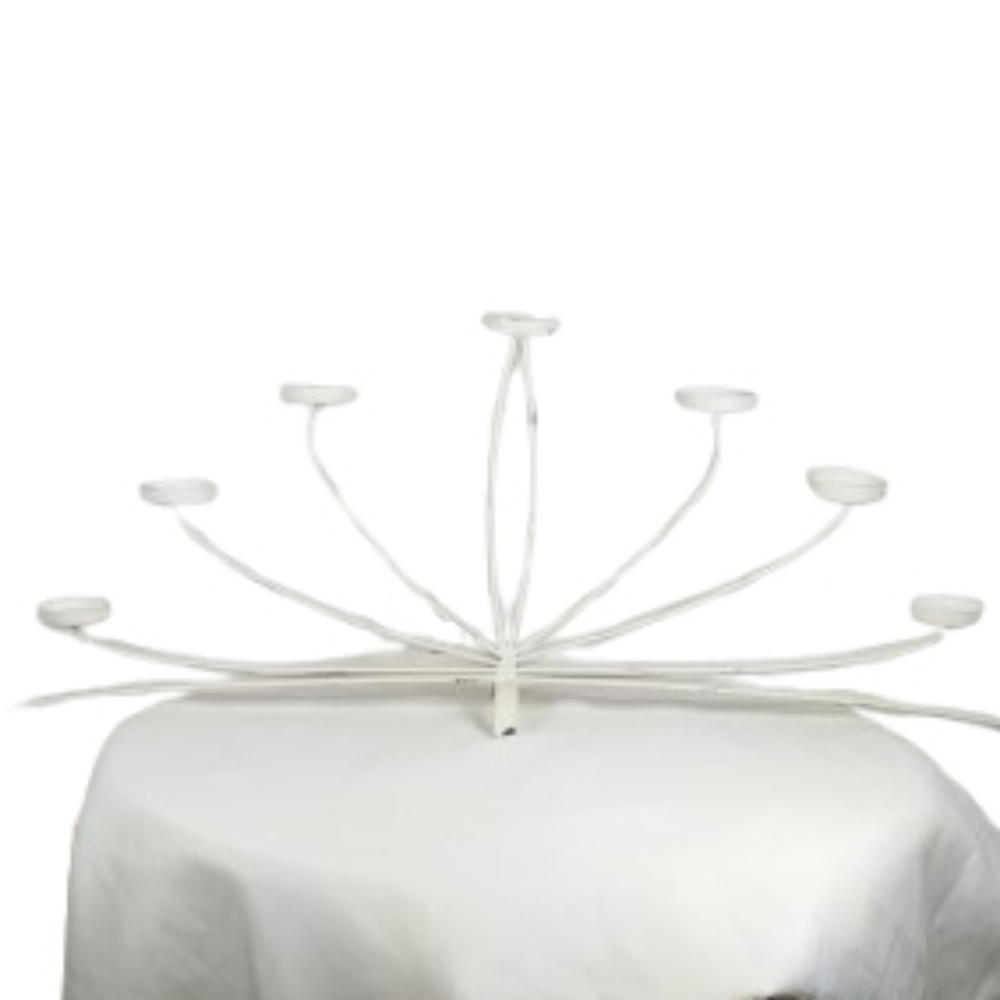 White Metal Candle Holder 28"